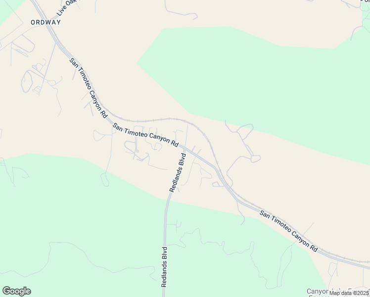 map of restaurants, bars, coffee shops, grocery stores, and more near San Timoteo Canyon Road & Redlands Boulevard in Redlands