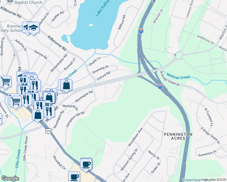 map of restaurants, bars, coffee shops, grocery stores, and more near 183 Myron Circle in Columbia