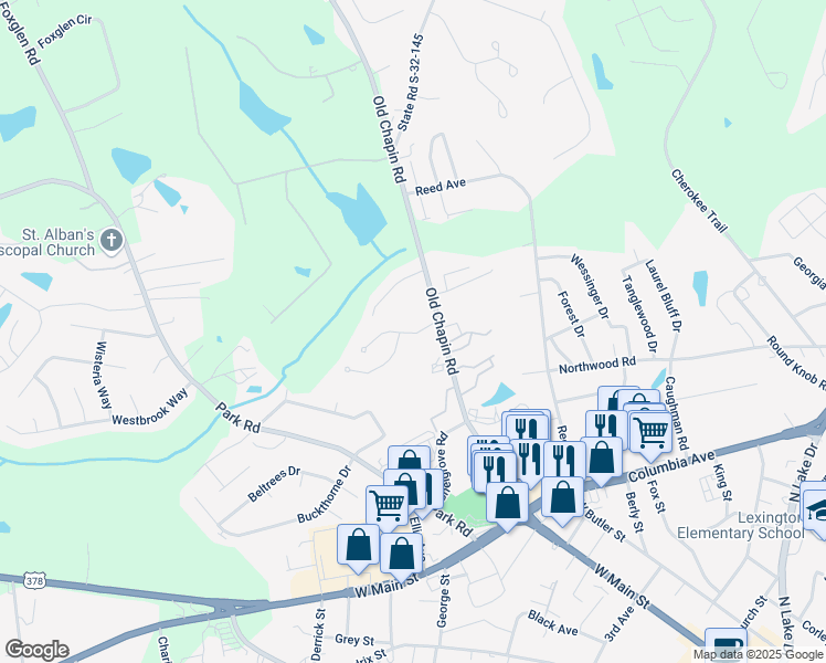 map of restaurants, bars, coffee shops, grocery stores, and more near 104 Heights Avenue in Lexington