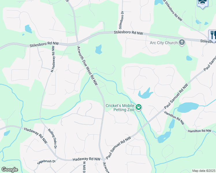 map of restaurants, bars, coffee shops, grocery stores, and more near 1512 Barksdale Court Northwest in Kennesaw