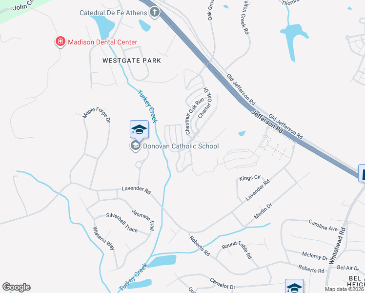 map of restaurants, bars, coffee shops, grocery stores, and more near 100 Red Bluff Dr in Athens