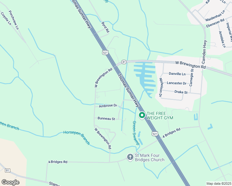 map of restaurants, bars, coffee shops, grocery stores, and more near 2830 Dock Road in Sumter