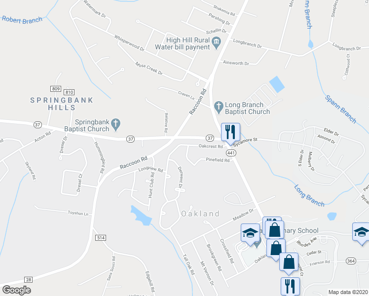 map of restaurants, bars, coffee shops, grocery stores, and more near 5502 Oakcrest Road in Sumter
