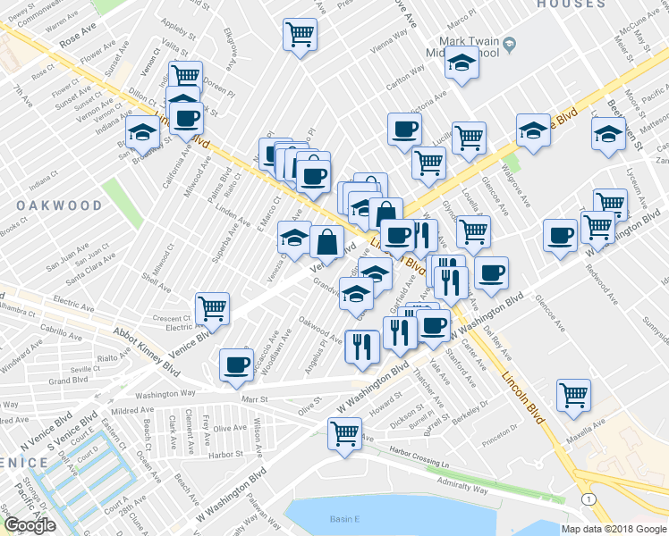 map of restaurants, bars, coffee shops, grocery stores, and more near 2503 Naples Avenue in Los Angeles