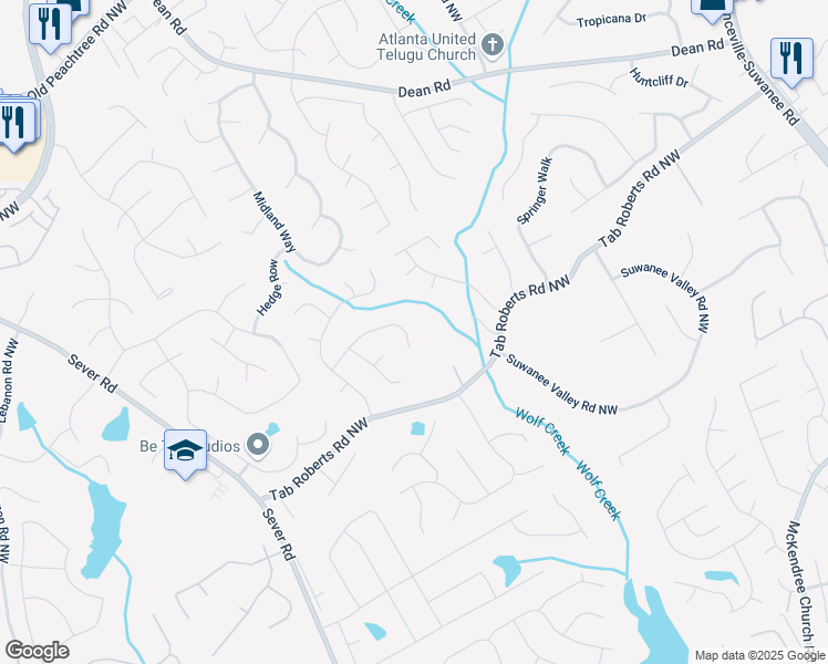 map of restaurants, bars, coffee shops, grocery stores, and more near 963 Hawk Creek Trail in Lawrenceville