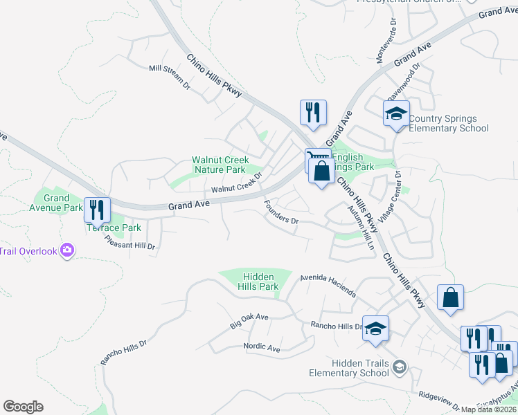 map of restaurants, bars, coffee shops, grocery stores, and more near 1982 Deer Haven Drive in Chino Hills