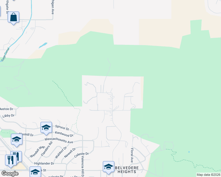 map of restaurants, bars, coffee shops, grocery stores, and more near 2005 Mount Vernon Avenue in Riverside