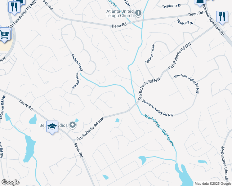 map of restaurants, bars, coffee shops, grocery stores, and more near 963 Hawk Creek Trail in Lawrenceville
