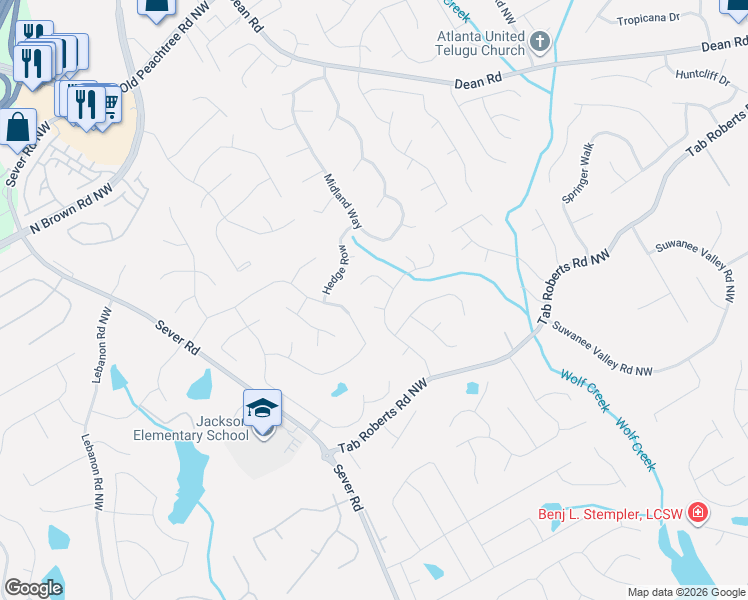 map of restaurants, bars, coffee shops, grocery stores, and more near 1191 Lady Hawk Place in Lawrenceville