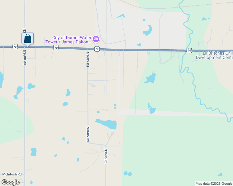 map of restaurants, bars, coffee shops, grocery stores, and more near 332 Cherry Lane in Durant