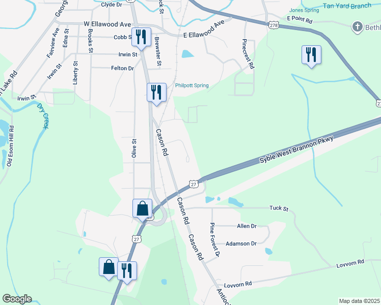 map of restaurants, bars, coffee shops, grocery stores, and more near in Cedartown
