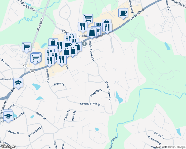 map of restaurants, bars, coffee shops, grocery stores, and more near 116 Fox Chase in Lexington