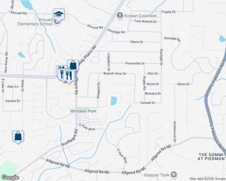 map of restaurants, bars, coffee shops, grocery stores, and more near 1719 Holcomb Lake Road in Marietta