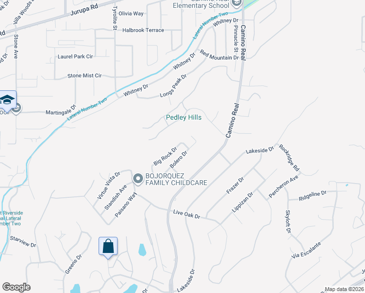map of restaurants, bars, coffee shops, grocery stores, and more near 5220 Sebring Drive in Riverside