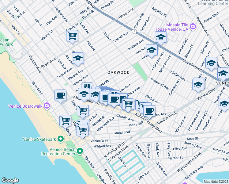 map of restaurants, bars, coffee shops, grocery stores, and more near in 