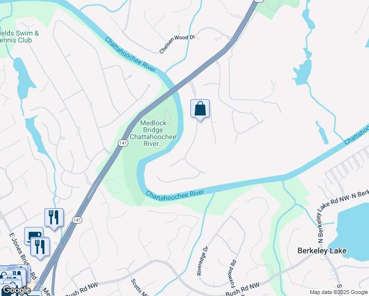 map of restaurants, bars, coffee shops, grocery stores, and more near 805 Vista Bluff Drive in Duluth