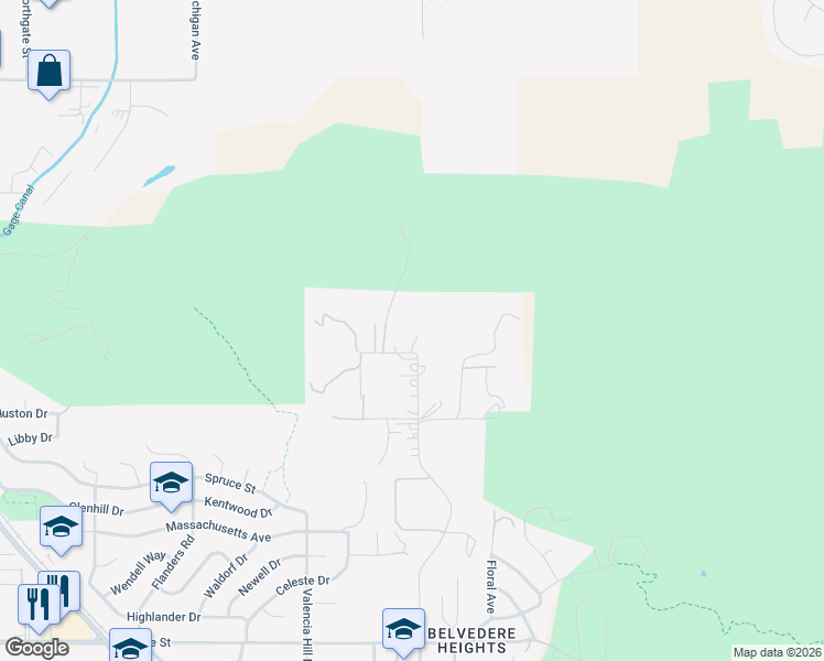 map of restaurants, bars, coffee shops, grocery stores, and more near 2005 Mount Vernon Avenue in Riverside