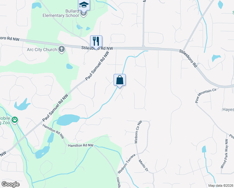 map of restaurants, bars, coffee shops, grocery stores, and more near 1721 Victoria Way Northwest in Kennesaw