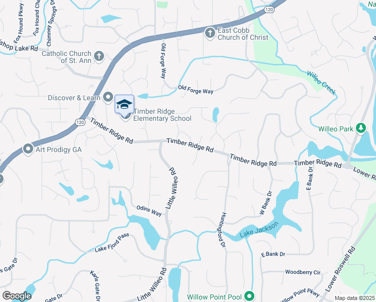 map of restaurants, bars, coffee shops, grocery stores, and more near 5148 Timber Ridge Road in Marietta