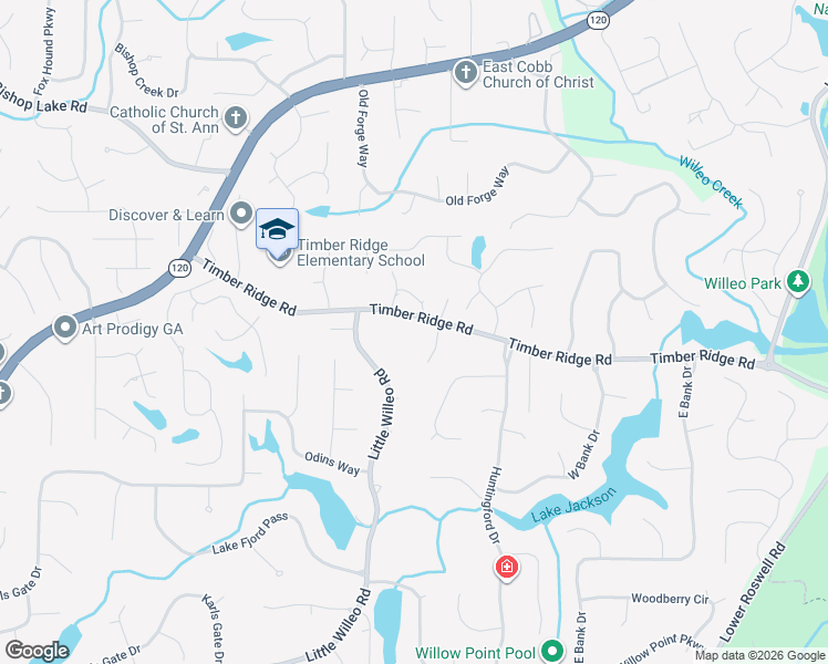 map of restaurants, bars, coffee shops, grocery stores, and more near 5148 Timber Ridge Road in Marietta