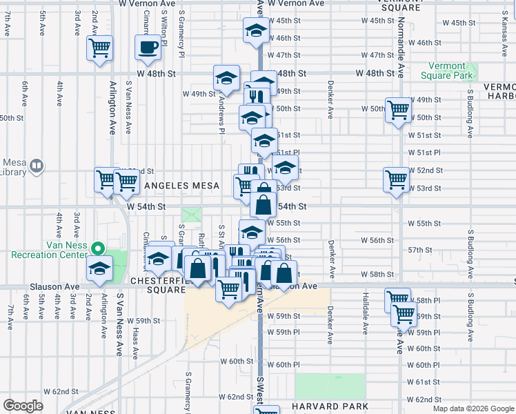 map of restaurants, bars, coffee shops, grocery stores, and more near in Los Angeles
