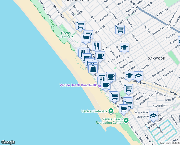 map of restaurants, bars, coffee shops, grocery stores, and more near 2 Paloma Avenue in Los Angeles