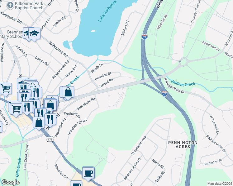 map of restaurants, bars, coffee shops, grocery stores, and more near 183 Myron Circle in Columbia