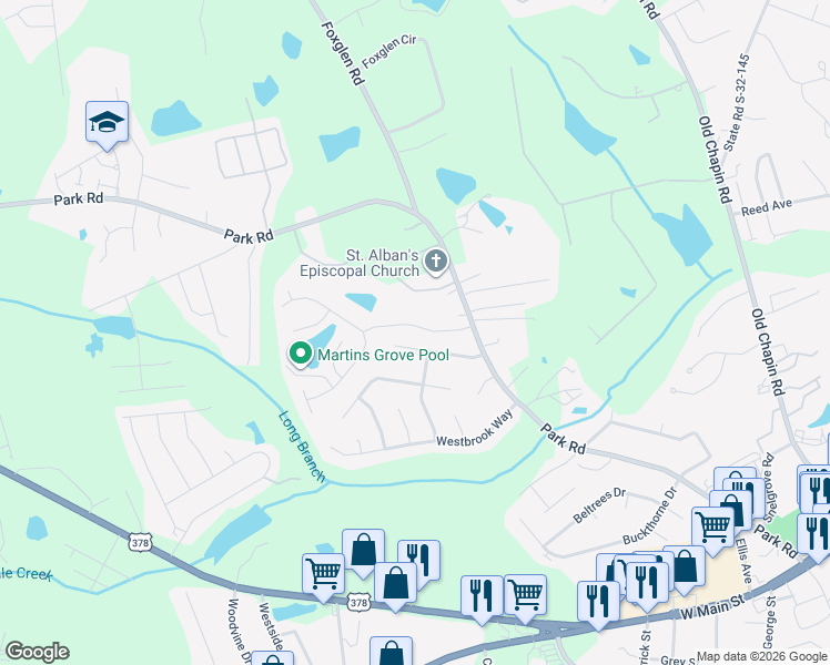 map of restaurants, bars, coffee shops, grocery stores, and more near 123 Torrey Glen Drive in Lexington