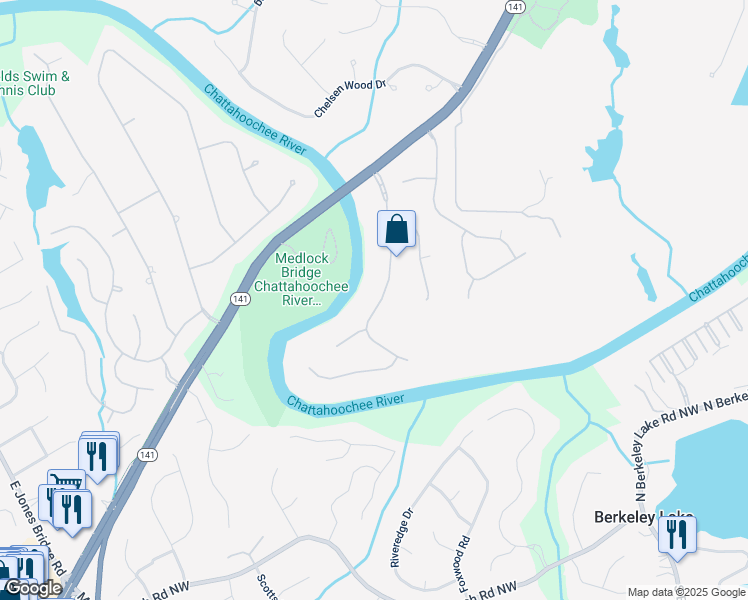 map of restaurants, bars, coffee shops, grocery stores, and more near 805 Vista Bluff Drive in Duluth