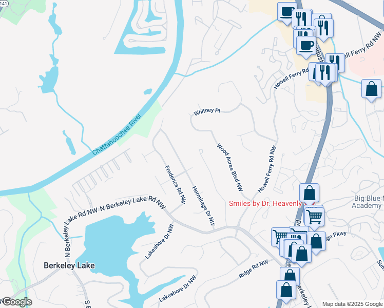 map of restaurants, bars, coffee shops, grocery stores, and more near 3702 Howell Wood Trail Northwest in Duluth