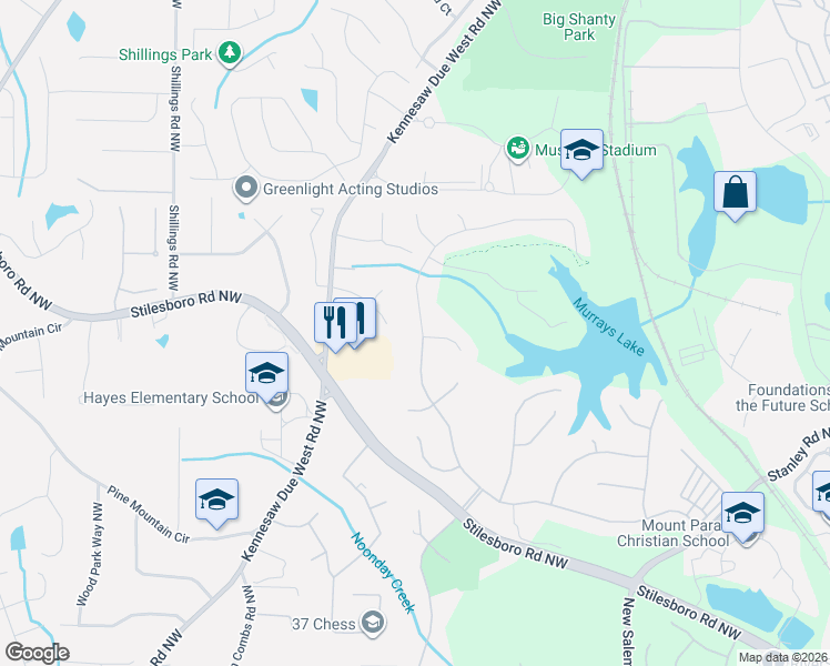 map of restaurants, bars, coffee shops, grocery stores, and more near 2259 Tayside Crossing Northwest in Kennesaw