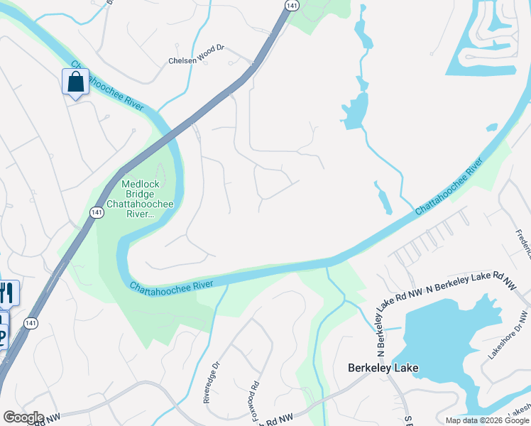 map of restaurants, bars, coffee shops, grocery stores, and more near 300 Chesterton Circle in Duluth