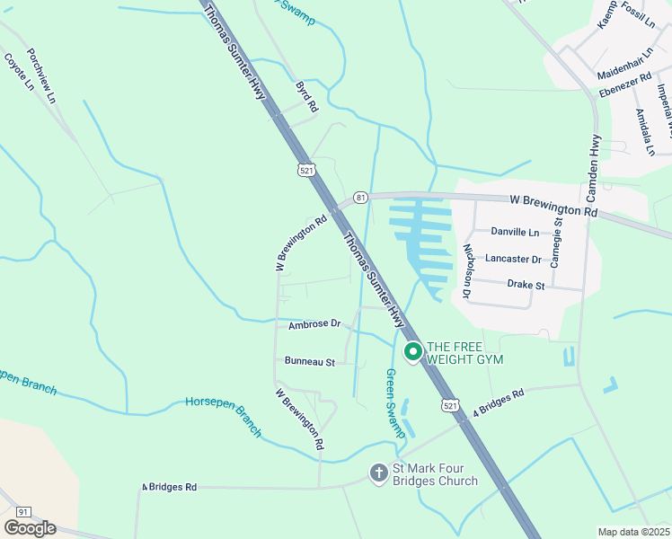 map of restaurants, bars, coffee shops, grocery stores, and more near 2830 Dock Road in Sumter