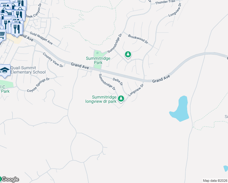 map of restaurants, bars, coffee shops, grocery stores, and more near 24320 Knoll Court in Diamond Bar