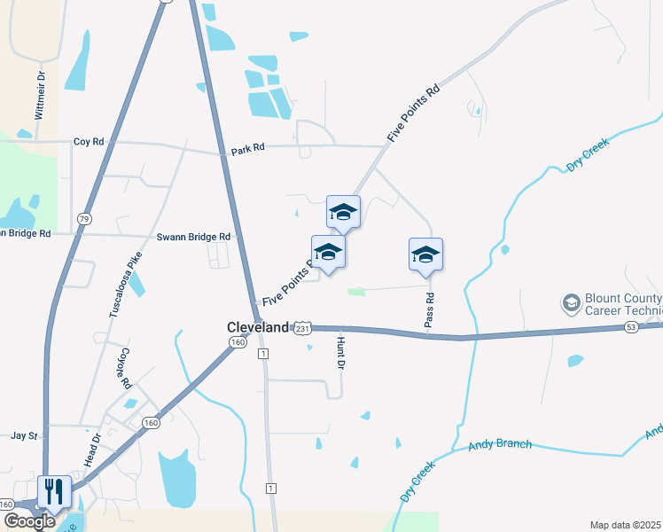 map of restaurants, bars, coffee shops, grocery stores, and more near 71 High School Street in Cleveland