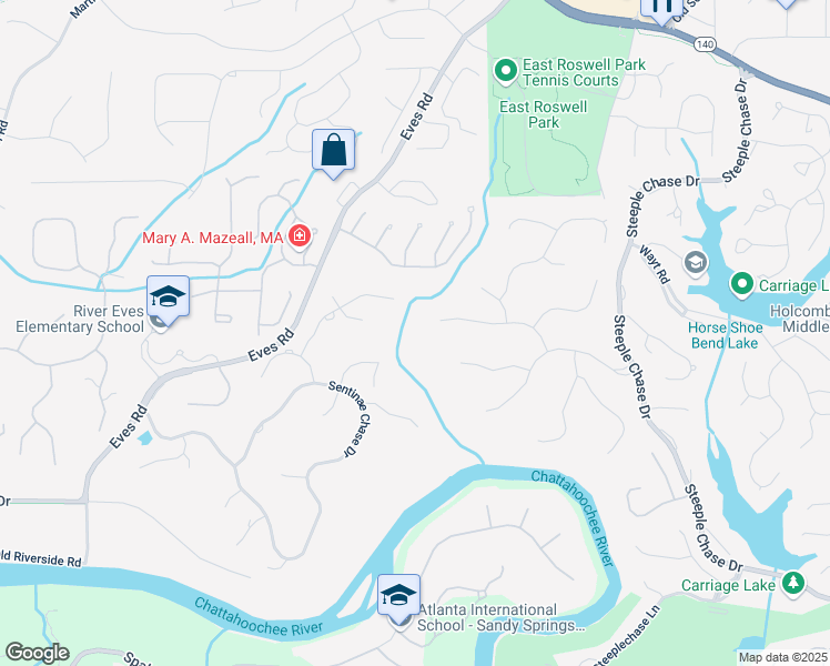 map of restaurants, bars, coffee shops, grocery stores, and more near 320 Chason Wood Way in Roswell