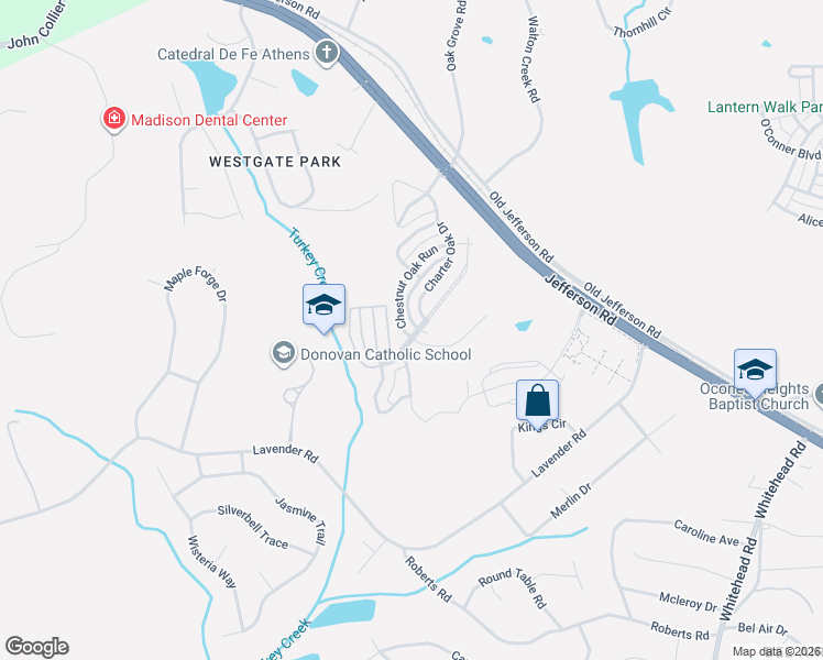 map of restaurants, bars, coffee shops, grocery stores, and more near 35 Chestnut Oak Run in Athens