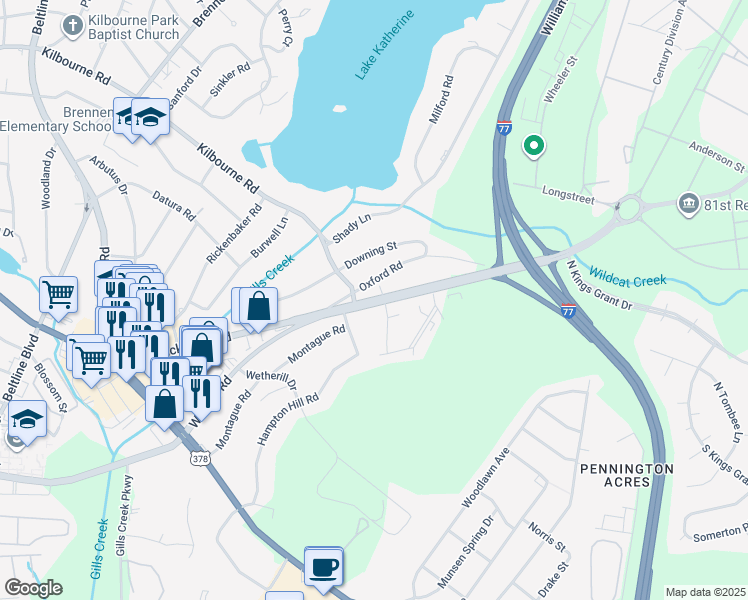 map of restaurants, bars, coffee shops, grocery stores, and more near Fort Jackson Boulevard in Columbia