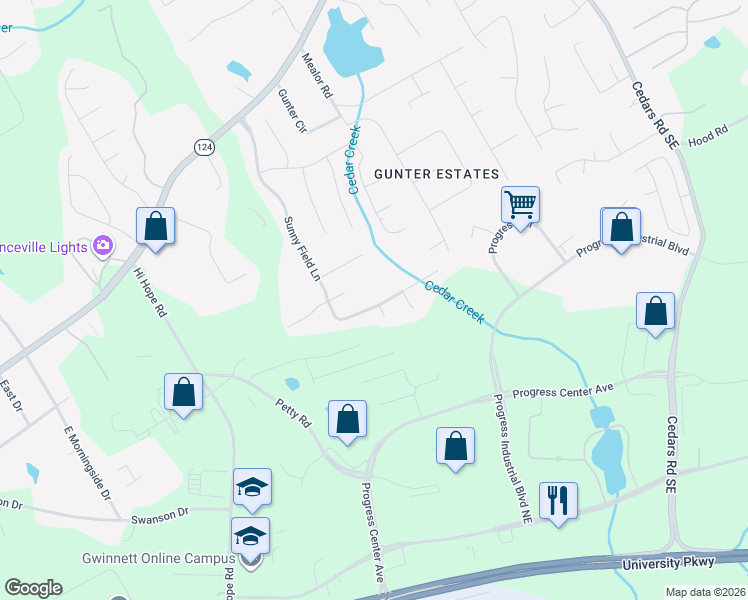 map of restaurants, bars, coffee shops, grocery stores, and more near 814 Sunny Field Lane in Lawrenceville