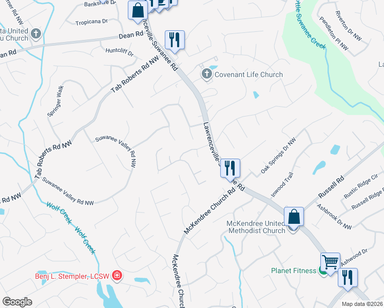map of restaurants, bars, coffee shops, grocery stores, and more near 1784 Ambur Cove Court in Lawrenceville