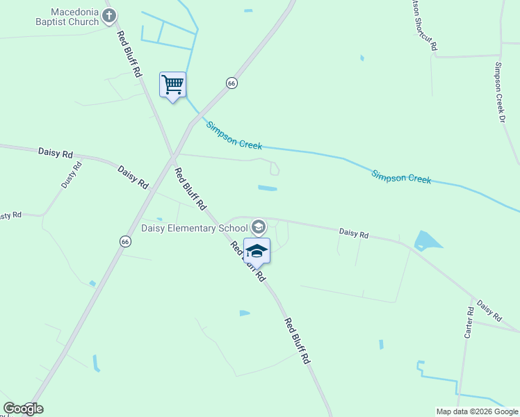 map of restaurants, bars, coffee shops, grocery stores, and more near 3065 Daisy Road in Loris