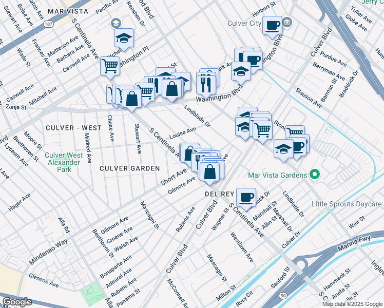 map of restaurants, bars, coffee shops, grocery stores, and more near 4417 Campbell Drive in Los Angeles