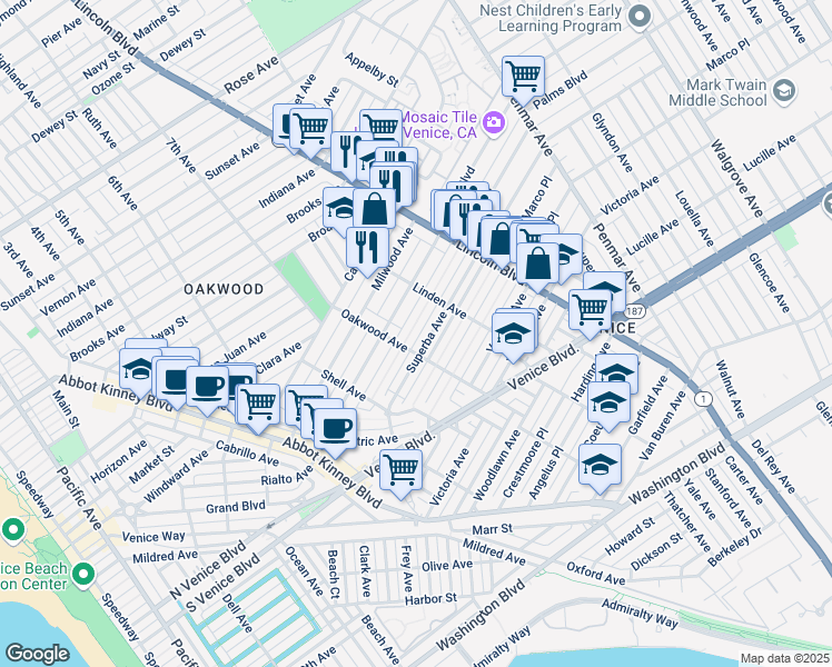 map of restaurants, bars, coffee shops, grocery stores, and more near 840 Nowita Place in Los Angeles