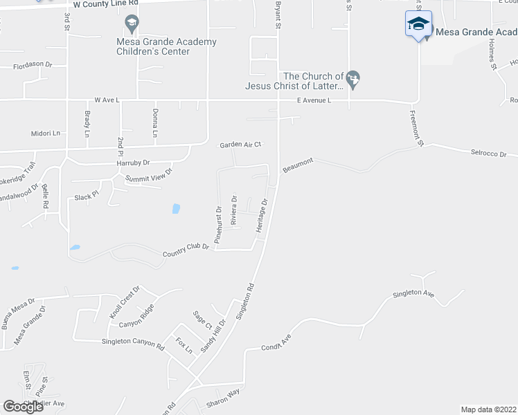 map of restaurants, bars, coffee shops, grocery stores, and more near 1254 Heritage Drive in Calimesa