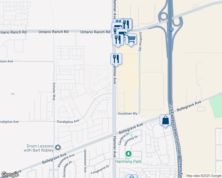 map of restaurants, bars, coffee shops, grocery stores, and more near in Ontario
