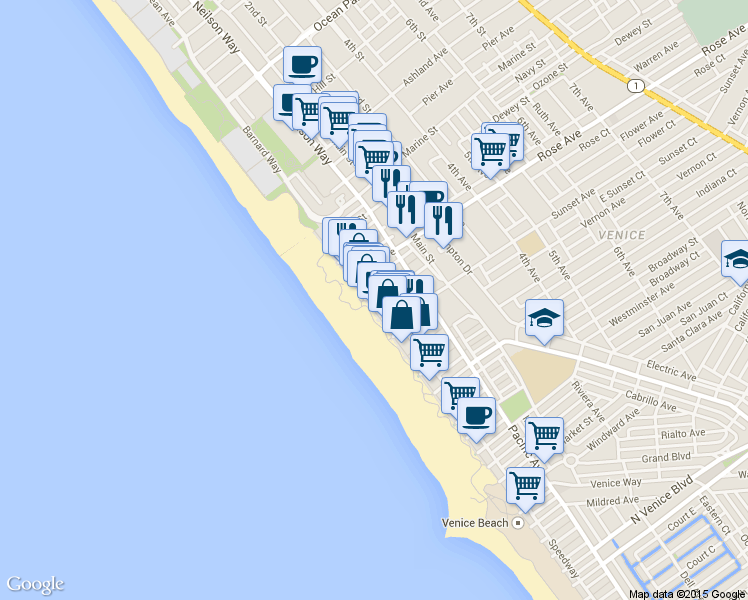 map of restaurants, bars, coffee shops, grocery stores, and more near 30 Dudley Avenue in Los Angeles