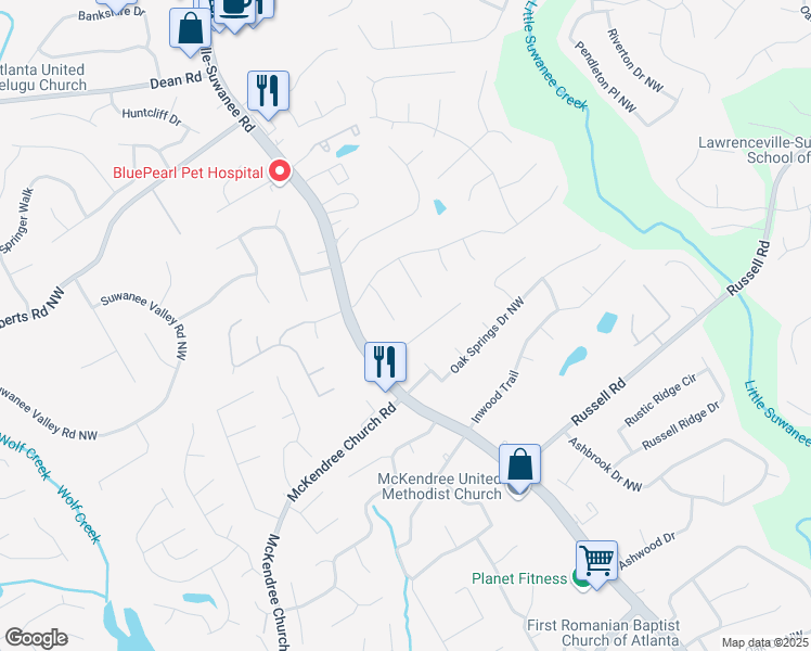 map of restaurants, bars, coffee shops, grocery stores, and more near in Lawrenceville