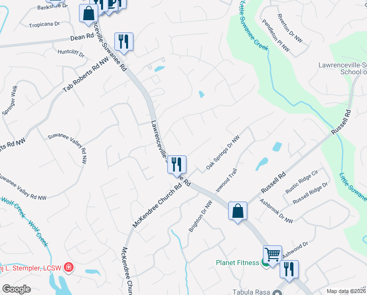 map of restaurants, bars, coffee shops, grocery stores, and more near 1783 Hearth Stone Circle Northwest in Lawrenceville