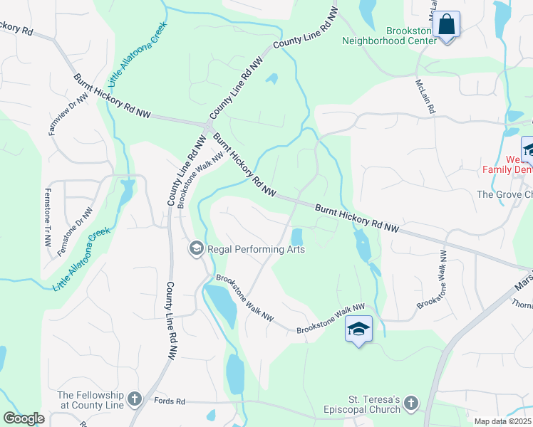 map of restaurants, bars, coffee shops, grocery stores, and more near 5986 Downington Point in Acworth