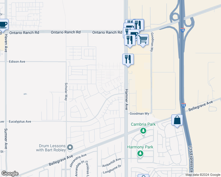 map of restaurants, bars, coffee shops, grocery stores, and more near 4191- East Malagon Privado in Ontario